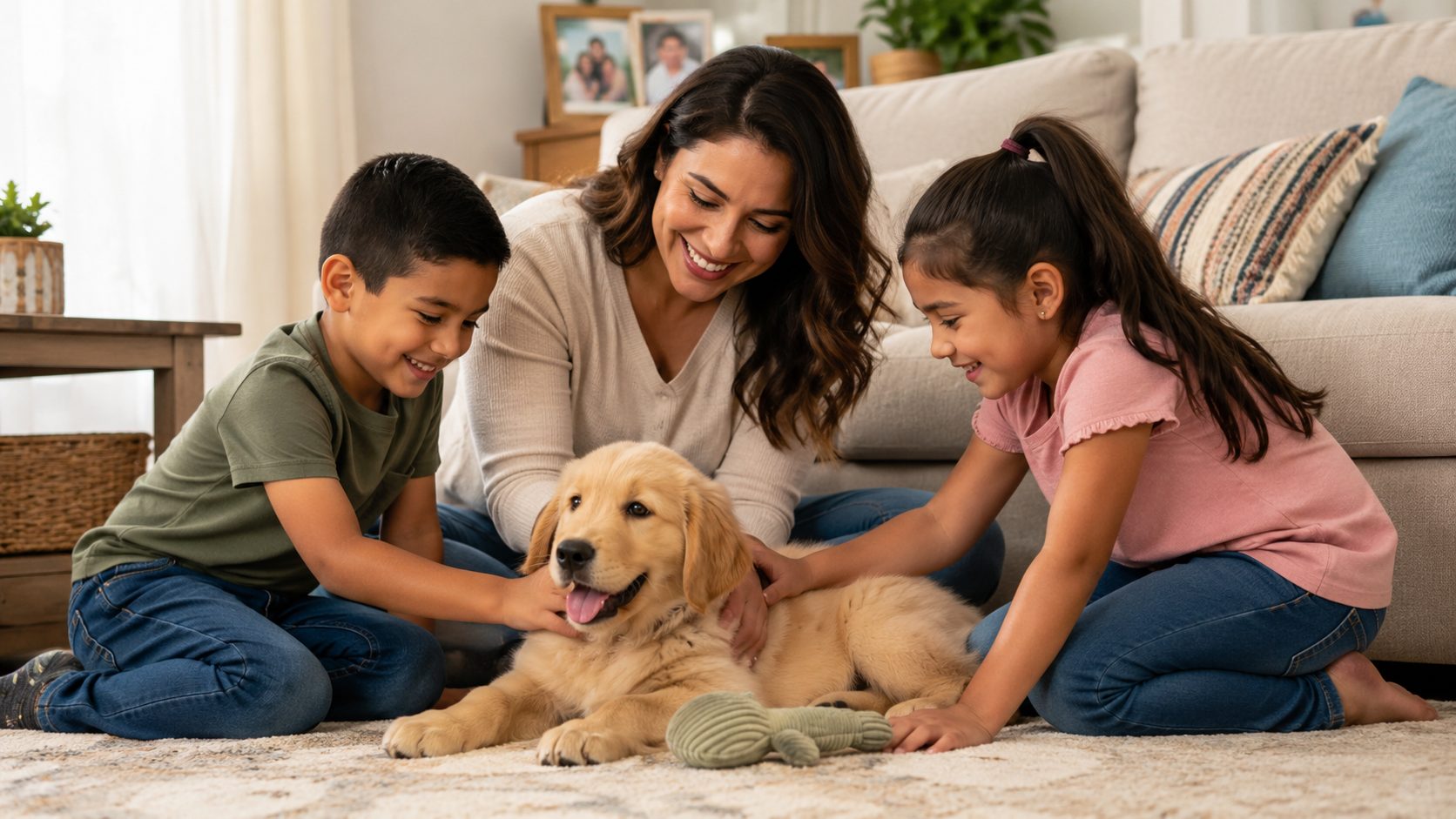 Familia feliz con su cachorro en Fort Myers